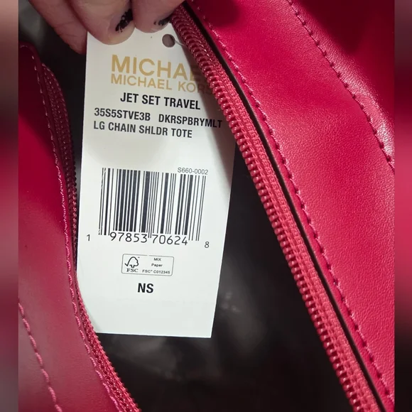 Michael Kors Pink/cream/cranberry Ombre Tote Bag Nwt - Picture 5 of 7